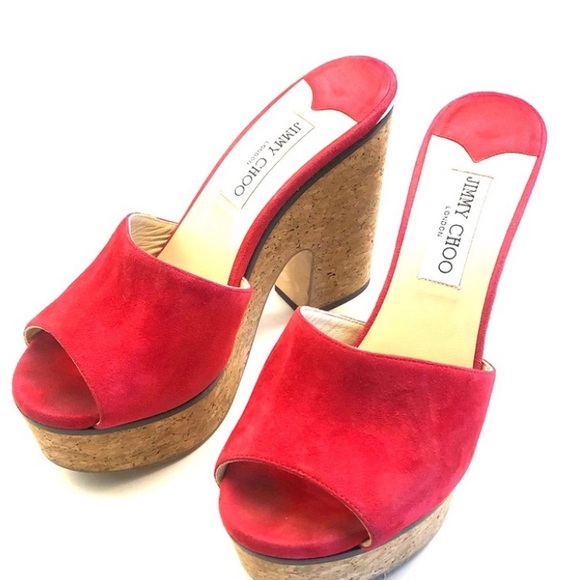 Jimmy Choo red cork wedge sandal - Picture 3 of 3